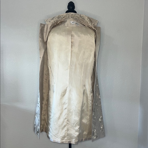 Gilad Set Embroidered Silk Button Front Jacket W/ Matching VNeck Dress Champagne - Picture 12 of 13